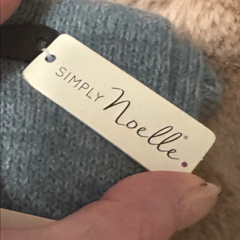 Simply Noelle Blue Boot Socks with Detachable Fur Poms